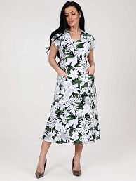 Женское платье "Рамка" ПлК-623 / Папоротник серо-зеленый
